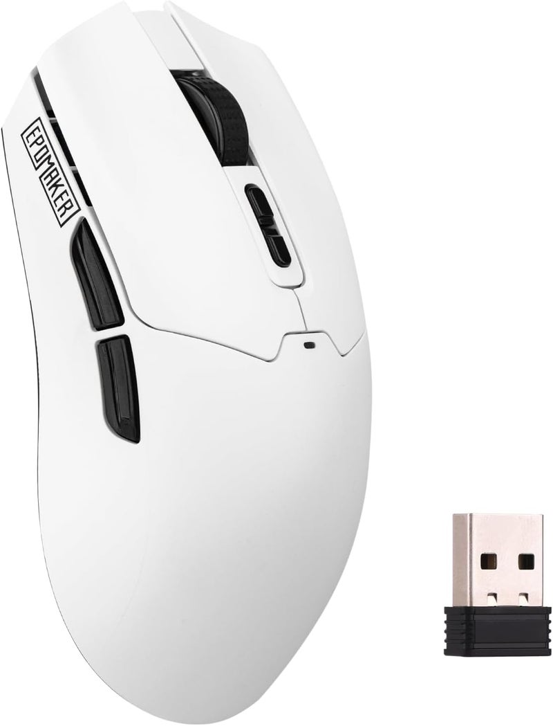 EPOMAKER Click Lite Wireless Gaming Mouse, 800 to 12,000 DPI Adjustable, PAW3311 Sensor, 500mAh, 59g, 2.4G/BT/USB-C Rechargeable Wireless Mouse with 5 Programmable Buttons for PC/Mac/Linux (White) - Image 1